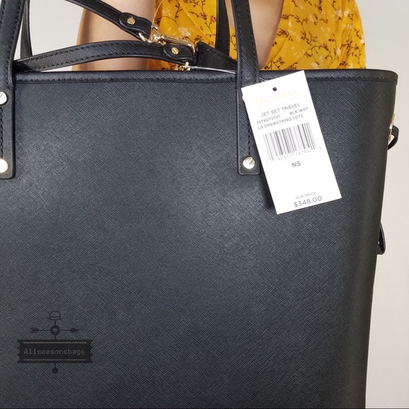 NWT Michael Kors Drawstring Reversible Tote Black - Picture 6 of 8